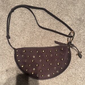Zara Italy Studded Leather Shoulder Bag